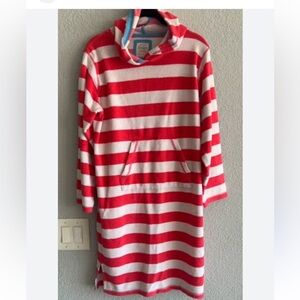 Boden pink and White Striped Kids' hooded Dress coverup